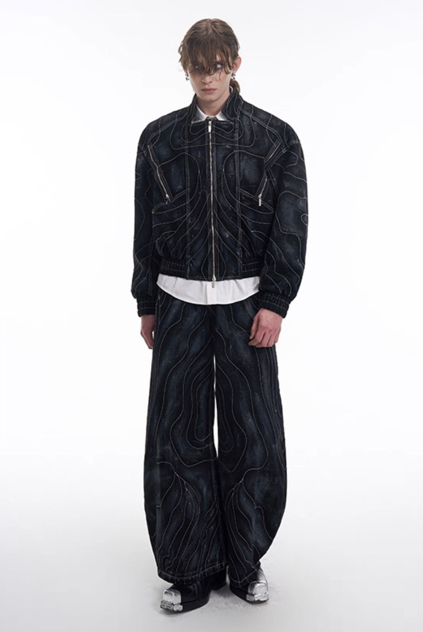 Lined Patchwork Zipper Denim Jacket