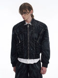 Lined Patchwork Zipper Denim Jacket